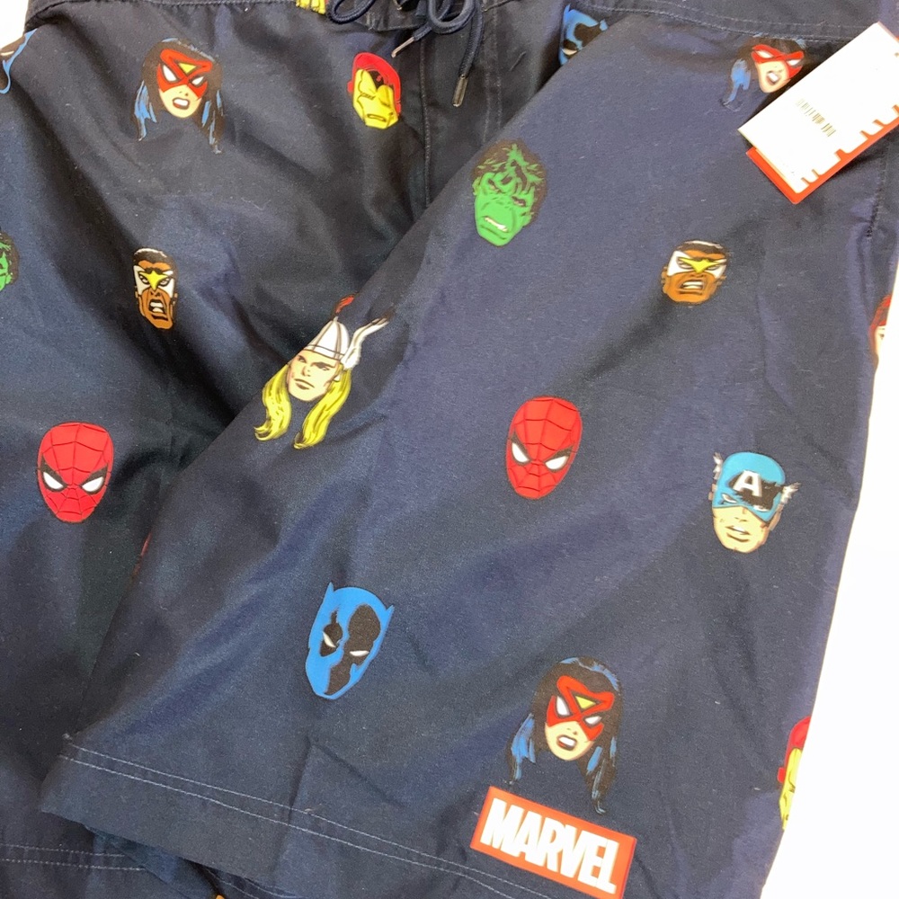 Marvel NWT Large navy swim trunks
